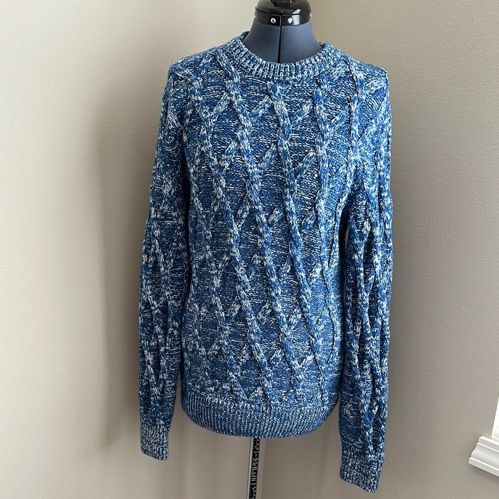 Blue Cable Knit Sweater
